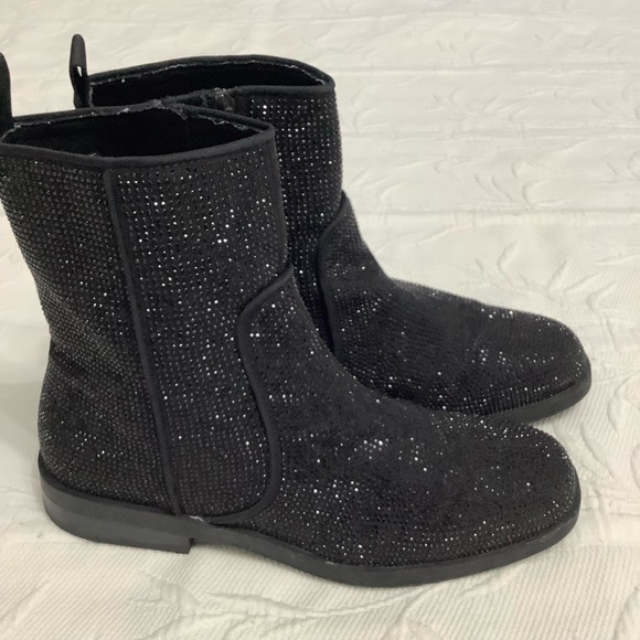 Zara flat black rhinestone ankle boot 37 EU 6.5/7 US - Picture 1 of 10